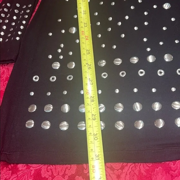 Sexy Black Dress with Cold Shoulder and lots of Silver Studs - Picture 4 of 6